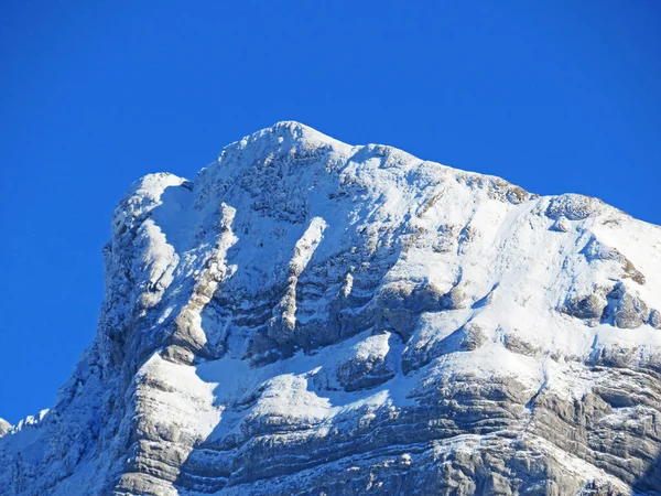 Winter Ambience Beautiful Idyllic Atmosphere Steep Alpine Rocky Peak Grauchopf — Stock Photo, Image