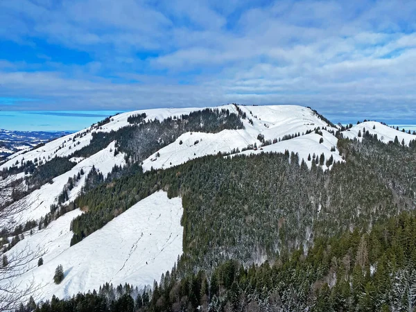 Fiaba Neve Invernale Nelle Alpi Svizzere Vista Sulla Collina Hochalp — Foto Stock