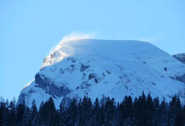 Snow Capped Alpine Peak Schibenstoll 2235 Churfirsten Mountain Range Toggenburg — Stock Photo, Image