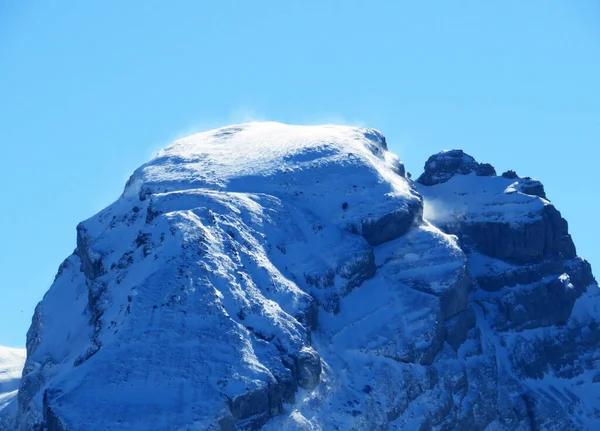 Sneeuwtoppen Schibenstoll 2235 Churfirsten Bergketen Tussen Toggenburg Walensee Walenstadt Obertoggenburg — Stockfoto