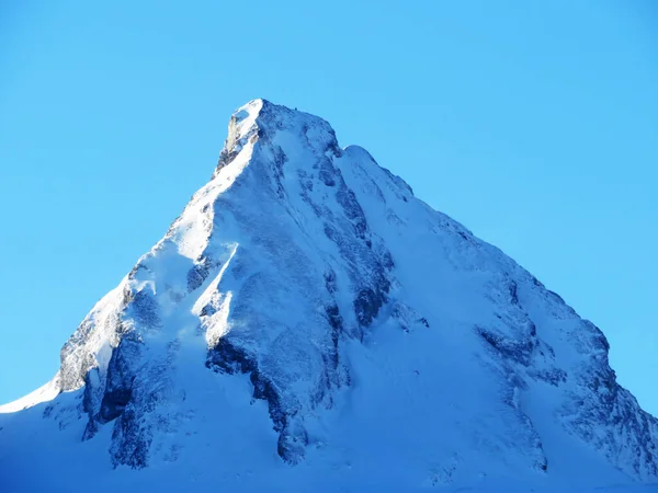 Snötäckta Alpina Topp Fruemsel Eller Frumsel Churfirsten Bergskedjan Mellan Toggenburg — Stockfoto
