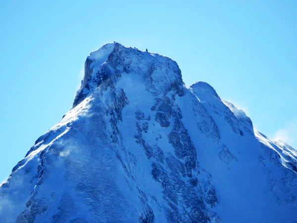 Cima Alpina Innevata Fruemsel Frumsel Nella Catena Montuosa Del Churfirsten — Foto Stock