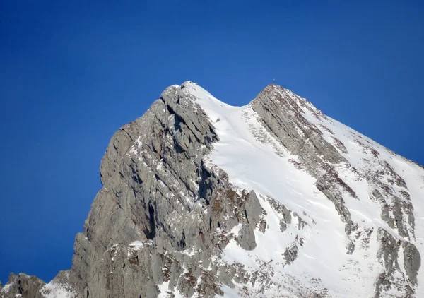 Λευκή Κουβέρτα Στην Αλπική Κορυφή Wildhuser Schofberg Wildhuser Schafberg 2373 — Φωτογραφία Αρχείου
