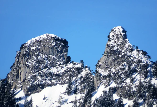 Белое Одеяло Альпийском Пике Шар Шеер 1635 Массиве Аппенцелль Альпы — стоковое фото