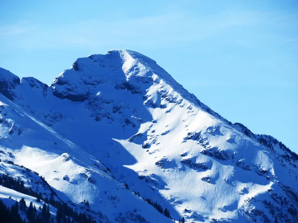 Pico Alpino Nevado Leistchamm 2101 Cordillera Churfirsten Entre Región Toggenburg —  Fotos de Stock