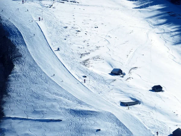 Estância Esqui Alp Sellamatt Alt Johann Pista Esqui Noturno Skigebiet — Fotografia de Stock