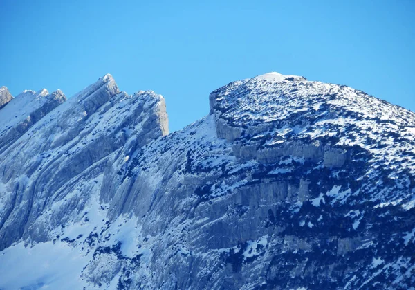 Sněhem Pokrytý Alpský Vrchol Gulmen Nebo Gulme 1998 Pohoří Alpstein — Stock fotografie