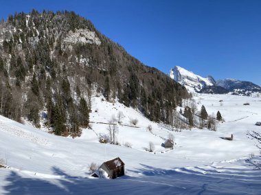 Alpstein Tepesi 'nin yamaçlarında ve Obertoggenburg Vadisi' nin yukarısında - Alt St. Johann, İsviçre (Schweiz)