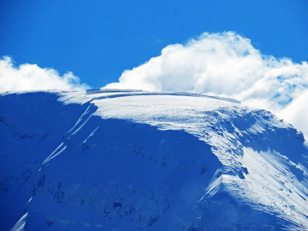 Snow Capped Alpine Peak Hinterrugg Hinderrugg 2306 Churfirsten Mountain Range — Stock Photo, Image