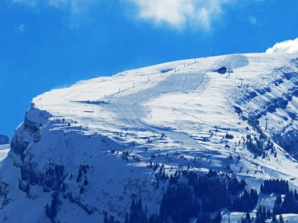 Pico Alpino Nevado Chaserugg Chaeserugg 2261 Cordillera Churfirsten Entre Región —  Fotos de Stock