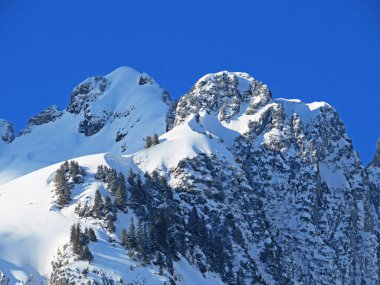 Alpstein dağ sırasındaki Schwarzchopf (1949 m) ve Appenzell Alps masif, Unterwasser - İsviçre 'deki St. Gallen Kantonu (Schweiz)