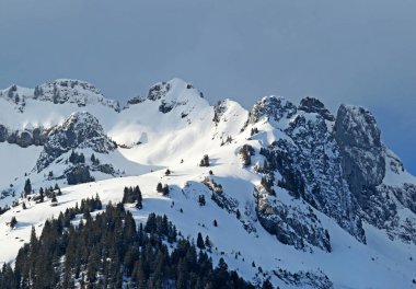 Alpstein dağ sırasındaki Schwarzchopf (1949 m) ve Appenzell Alps masif, Unterwasser - İsviçre 'deki St. Gallen Kantonu (Schweiz)