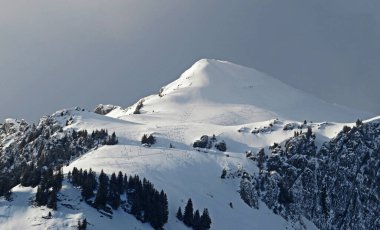 Alpstein Dağları 'nda ve Appenzell Alpleri' nde kar tepeli alp zirvesi (1989 m) - İsviçre 'nin St. Gallen Kantonu (Schweiz)