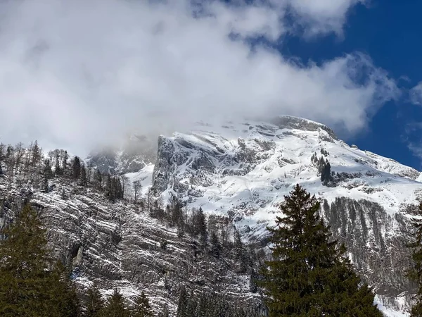 Заснеженная Альпийская Вершина Штосс Штосс 2112 Горном Массиве Альпштайн Массиве — стоковое фото