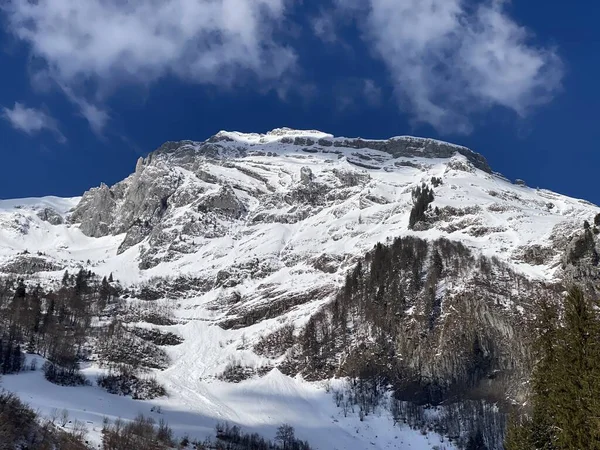 Snow Capped Alpine Peak Stoss Stooss 2112 Alpstein Mountain Range — Stock Photo, Image