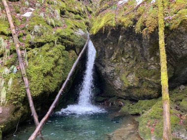 Aberenbach Şelalesi veya Aberenbachfall Şelalesi (Aberenbachfall Wasserfall), Wagitalersee (Waegitalersee), İsviçre - Schwyz Kantonu (Schweiz)