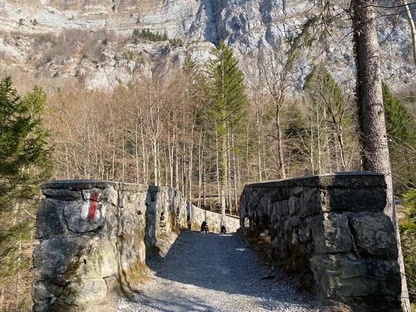 Oude Stenen Brug Lontsch Loentsch Canyon Lontschtobel Loentschtobel Aan Voet — Stockfoto