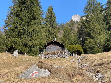 Klontalersee Baraj Gölü (Kloentalersee veya Klontaler Gölü) ve Klontal Alp Vadisi yamaçlarında (veya Kloental) - Glarus Kantonu, İsviçre / Schweiz