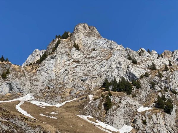 Rocky Csúcs Dejenstogg Vagy Dejenstock 2022 Glarus Alpokban Klontalersee Kloentalersee — Stock Fotó