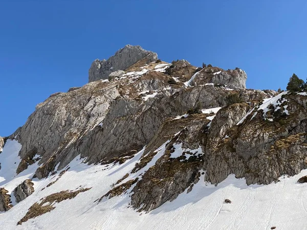 Pico Rochoso Dejenstogg Dejenstock 2022 Cordilheira Dos Alpes Glarus Sobre — Fotografia de Stock