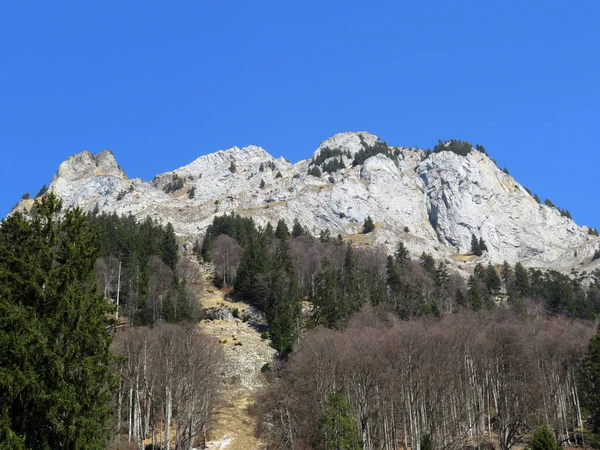 Skalisty Szczyt Dejenstogg Lub Dejenstock 2022 Alpach Glarskich Nad Jeziorem — Zdjęcie stockowe