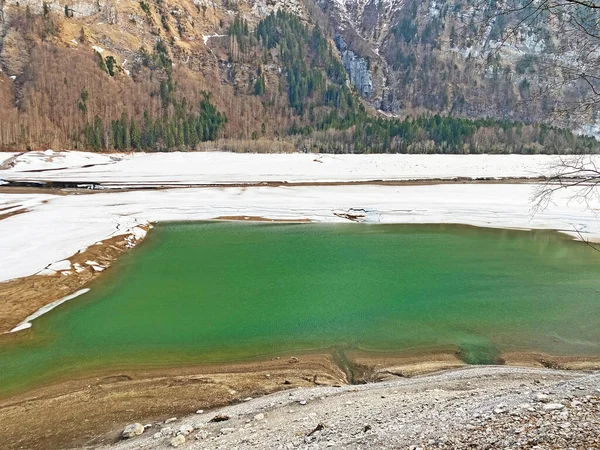 Озеро Клонталер Або Клонталер Початку Весни Альпійській Долині Клонталь Або — стокове фото