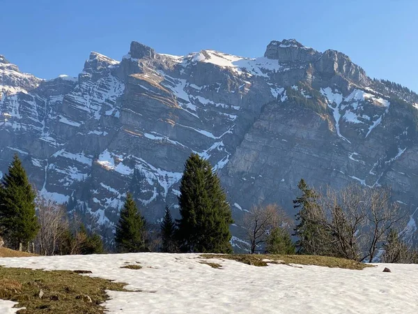 Alpesi Glarnisch Vagy Glaernisch Hegység Svájci Glarus Alpokban Klontalersee Felett — Stock Fotó