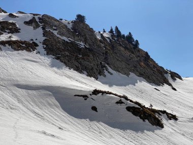 Glarus Alp Dağları 'nın buzlu zirveleri olan İsviçre' nin Glarus Kantonu 'nda (Schweiz)