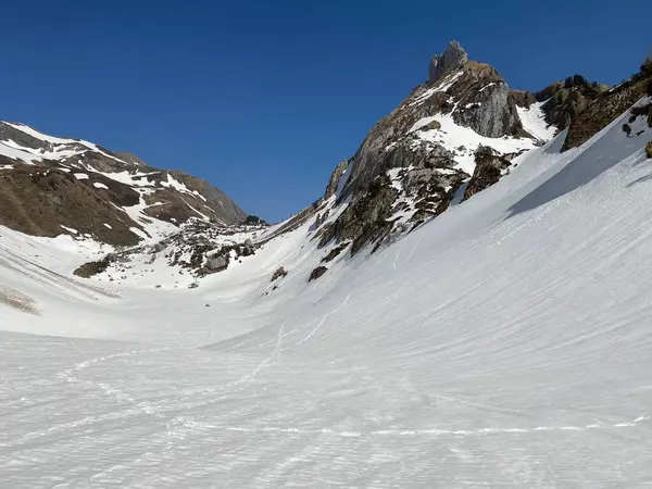 Couverture Neige Fondante Ambiance Printanière Précoce Dans Vallée Alpine Seeboden — Photo