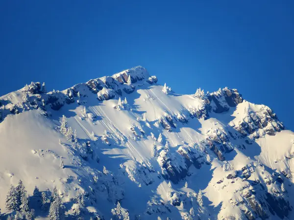 Speermurli Pico Alpino Coberto Neve Speermuerli 1745 Acima Vale Ijental — Fotografia de Stock