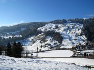 Luteren deresinin Alp Vadisi 'nde, Alpstein Dağları' nın eteklerinde ve Obertoggenburg Bölgesi 'nde - Nesslau, İsviçre (Schweiz)