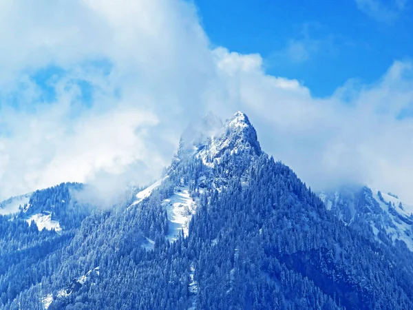 산봉우리 Vorder Goggeien 1630 Nesslau Obertoggenburg Valley Switzerland Schweiz — 스톡 사진