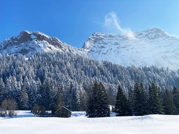 Fairytale Alpine Winter Atmosphere Snow Capped Alpine Peak Stockberg 1781 — Stock Photo, Image