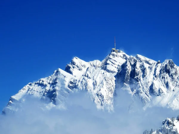 Sneeuwtoppen Santis Saentis 2502 Alpstein Appenzell Alpen Massief Alt Johann — Stockfoto
