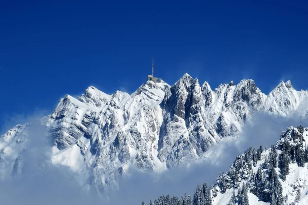 Sneeuwtoppen Santis Saentis 2502 Alpstein Appenzell Alpen Massief Alt Johann — Stockfoto