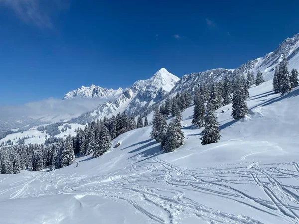 Fairytale Alpine Winter Atmosphere Peaks Alpstein Mountain Range Appenzell Massif — Stock fotografie