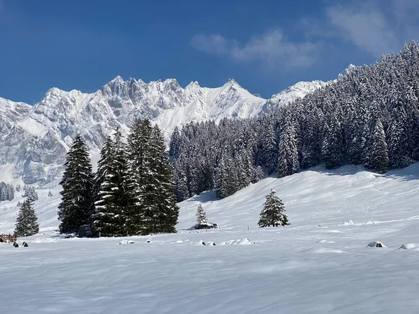 Ambiente Invernal Alpino Cuento Hadas Los Picos Cordillera Alpstein Macizo —  Fotos de Stock