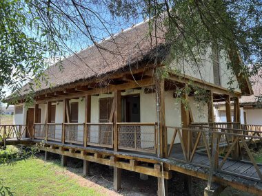Houses on the water with thatched roofs, Kopacki rit Nature park - Kopacevo, Croatia (Sojenice ili kuce na vodi sa slamnatim krovovima, Park prirode Kopacki rit - Kopacevo, Hrvatska)