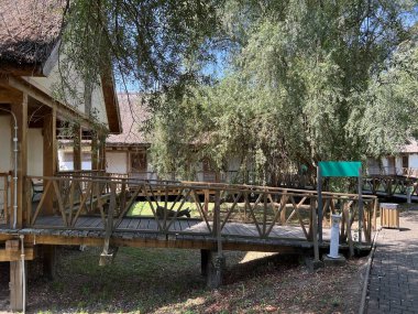 Houses on the water with thatched roofs, Kopacki rit Nature park - Kopacevo, Croatia (Sojenice ili kuce na vodi sa slamnatim krovovima, Park prirode Kopacki rit - Kopacevo, Hrvatska)