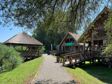 Houses on the water with thatched roofs, Kopacki rit Nature park - Kopacevo, Croatia (Sojenice ili kuce na vodi sa slamnatim krovovima, Park prirode Kopacki rit - Kopacevo, Hrvatska)