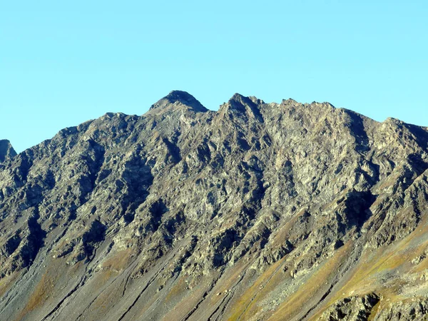 Pico Alpino Rochoso Chlein Schwarzhorn 2967 Cordilheira Albula Alps Maciço — Fotografia de Stock