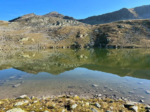 Alpine Lakes Fluelapass Mountain Pass Silvretta Alps Swiss Alps Massif — Stock Photo, Image