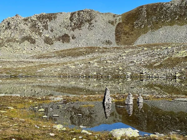 Alpine Seen Oberhalb Des Flüelapasses Und Den Silvretta Alpen Davos — Stockfoto