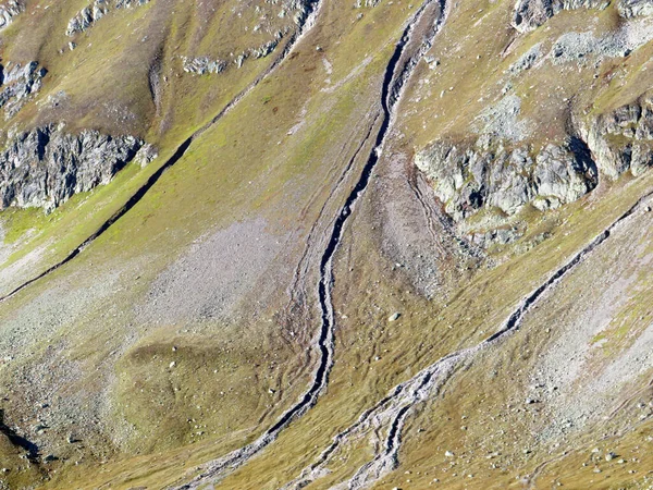 Эрозия Горных Пород Камней Песка Горном Массиве Швейцарских Альп Давос — стоковое фото