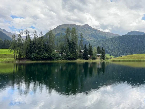 Lac Montagne Alpin Schwarzsee Lac Noir Entre Les Villes Touristiques — Photo