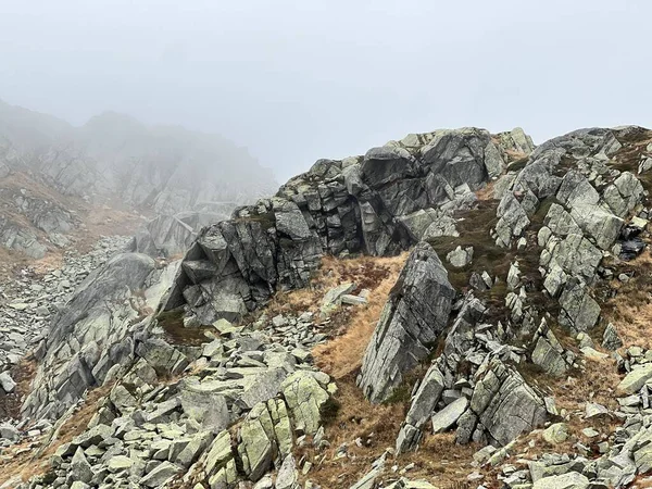 Rocas Piedras Entorno Alpino Suizo Otoño Zona Montañosa San Gotardo —  Fotos de Stock