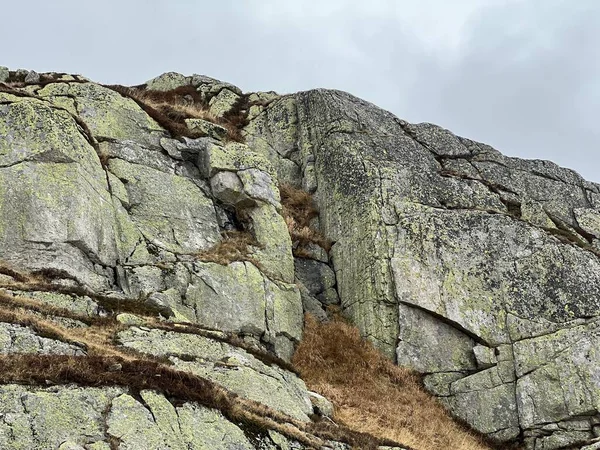 Rochers Pierres Dans Environnement Alpin Suisse Automne Dans Région Montagneuse — Photo