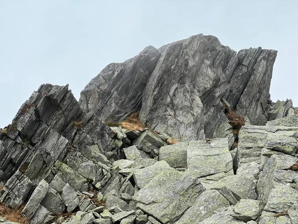 Rochers Pierres Dans Environnement Alpin Suisse Automne Dans Région Montagneuse — Photo