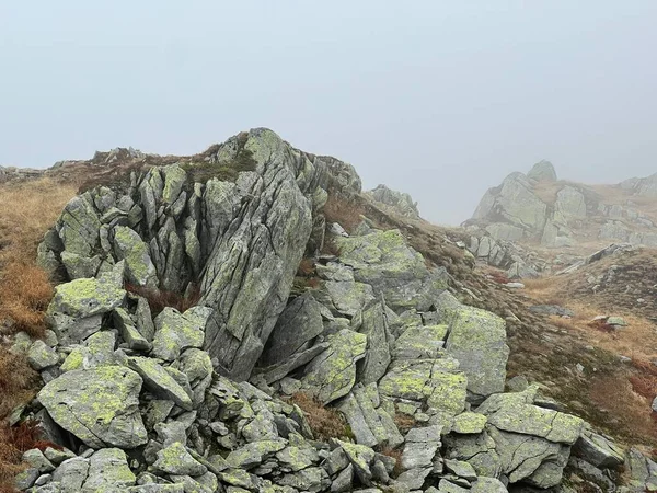 Rocas Piedras Entorno Alpino Suizo Otoño Zona Montañosa San Gotardo —  Fotos de Stock