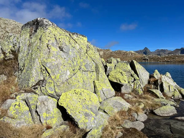 Βράχοι Και Πέτρες Στο Περιβάλλον Των Άλπεων Της Ελβετίας Φθινόπωρο — Φωτογραφία Αρχείου